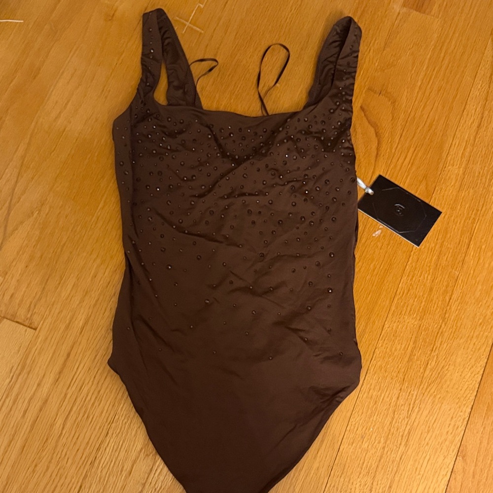 Skims x Swarovski brown cocoa bodysuit nwt